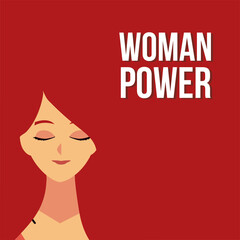 womens day, woman power profile beauty female in cartoon style