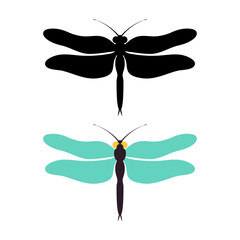 Dragonfly icon silhouette vector illustration on white isolated background