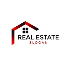 real estate logo house design in red gradations