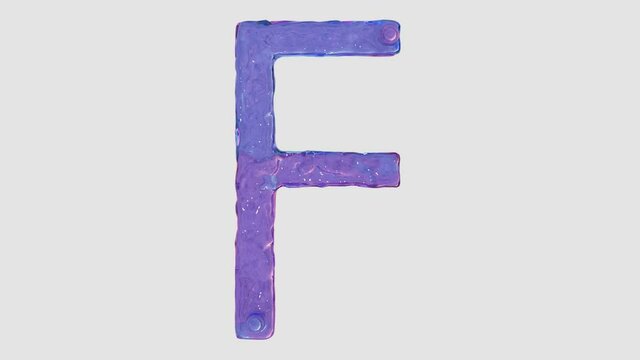 Liquid alphabet: letter F made from pink and blue HD animated liquid flows