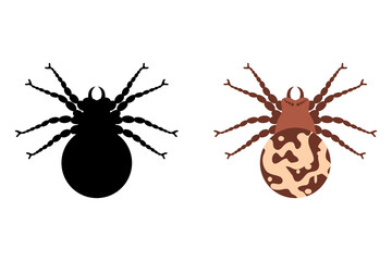 Poisonous spider silhouette arachnid fear graphic flat scary animal poisonous design nature phobia insect danger horror tarantula halloween poisonous black spider vector icon
