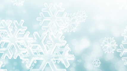 Fototapeta na wymiar Christmas blue white snowflake with snow fall on winter background.
