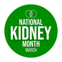 National Kidney month observed annually in March to raise awareness about kidney disease. Vector illustration.