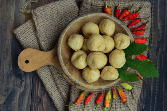 Tahu bulat or rounded tofu food made from soybean, traditional food from west java indonesia