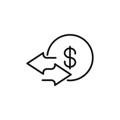 Money transfer icon concept isolated on white background. vector illustration