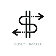 Money transfer icon concept isolated on white background. vector illustration