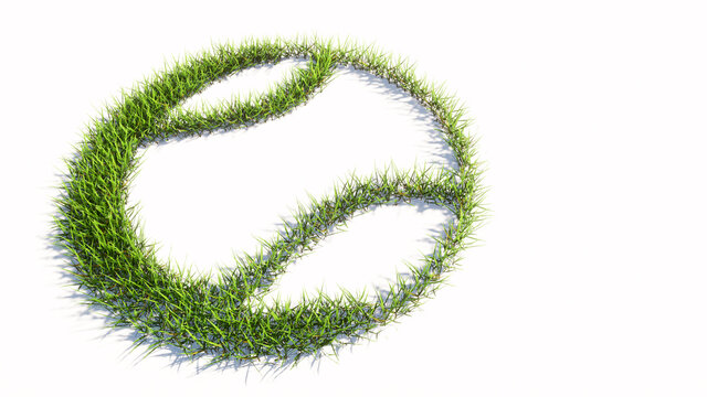 Concept or conceptual green summer lawn grass symbol shape isolated on white background, sign of a ball. A 3d illustration metaphor for sport,  basketball, tennis, competition and fun or helth