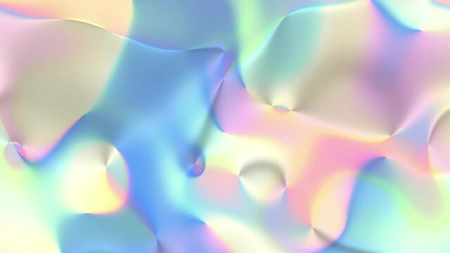 Moving random wavy foil texture. Holographic futuristic surface. Looping footage.