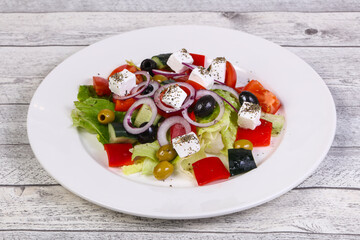 Traditional Greek salad with feta cheese