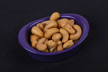 Cashew nuts heap in the bowl