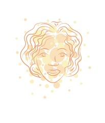 Abstraction. Color outline image of a woman's head.