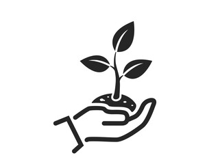 Plant sprout in hand icon. save environment symbol. nature and eco design element. isolated vector image