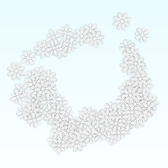 Christmas  Vector Background with Falling Snowflakes. Isolated on Red Background. Realistic Snow Sparkle Pattern. Snowfall Overlay Print. Winter Sky. Papercut Snowflakes.