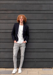 Fototapeta premium Confident trendy ginger male in casual outfit