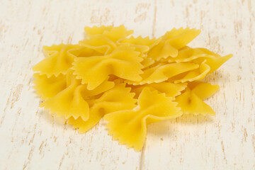 Raw dry farfalle pasta for cooking