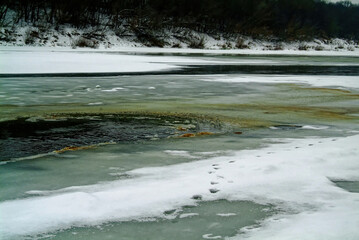 riverbank on a cloudy winter day