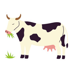 farm and agriculture cow eating grass cartoon