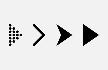 Set of new style black arrows icon isolated on white background.