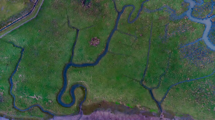 The flooded River Stour on the Essex-Suffolk border taken from a drone in the UK