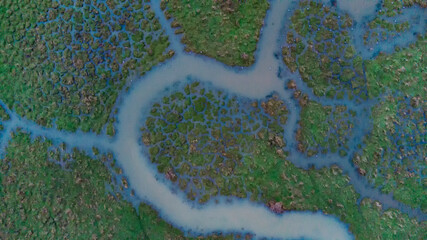 The flooded River Stour on the Essex-Suffolk border taken from a drone in the UK