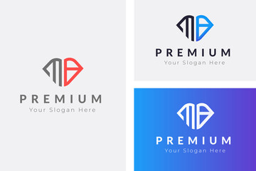 Initial latter M and B monogram logo design vector template. MP MN Letter Logo Symbols Icon Modern Abstract Template Design