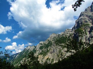 Mountain range above Krma valley in Julian alps and Triglav national park, Slovenia