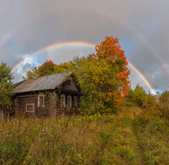rainbow over the village