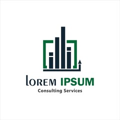 Fototapeta premium Creative idea consulting service business logo vector template. Modern logo of consulting service with growth graphic vector design. Consult the logotype