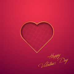 Greeting card with image of heart. Double layers heart of paper cut vector banner. Congratulations on February 14 day St. Valentine. Happy Valentine's day