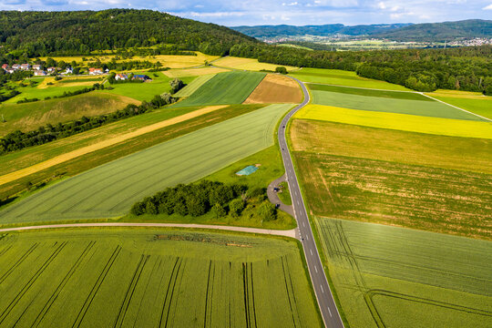 Aerial view, J&auml;gersburg Castle, Eggolsheim municipality, Franconia, Bavaria, Germany,