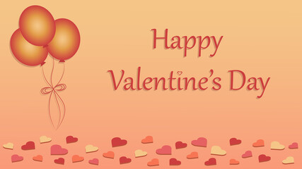 vector postcard for Valentine's Day with balloons and hearts