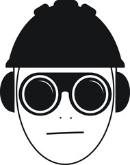 Worker icon wearing protective equipment vector illustration isolated