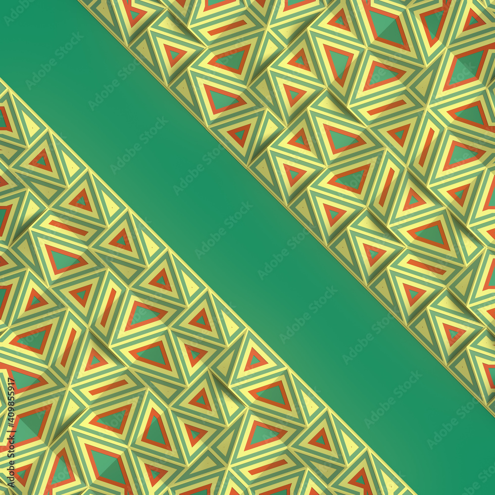 Fototapete modern multi colored design 3d rendering template simple geometric shapes with diagonal place for yo