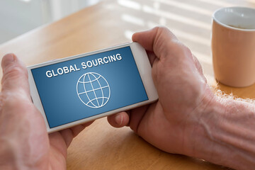Global sourcing concept on a smartphone