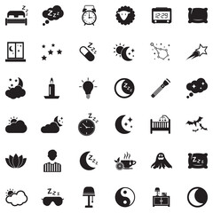 Obraz premium Sleep Icons. Black Flat Design. Vector Illustration.