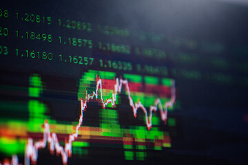 Digital chart on monitor trade stock , Business investment finance concept