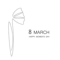 Happy womens day card with flowers, vector illustration