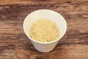 Raw basmati rice in the bowl