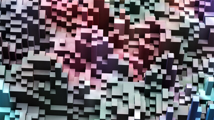 Sci - Fi, Voxel colourful abstract background Business  and technology concept. Illuminated cubes 3D render. Business  and technology concept background 