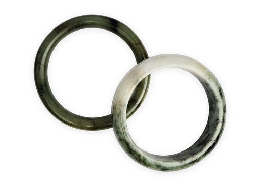2 jade bracelets isolated on white background.with clipping path
