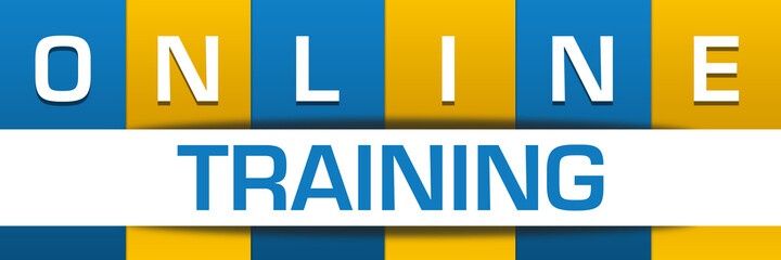 Online Training Yellow Blue Boxes White Horizontal Text 