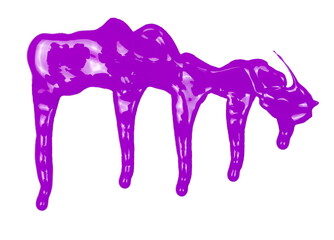 Purple paint spill isolated on white background, top view