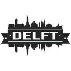 Obraz premium Delt Netherlands Europe Skyline Silhouette Design City Vector Art Famous Buildings Stamp Stencil.