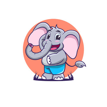 cute elephant cartoon with a happy smile and transparans background
