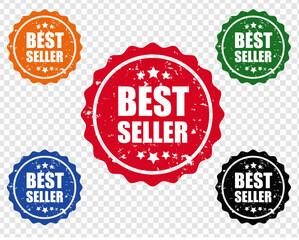 Bestseller Label Set Transparent Background, Vector Illustration