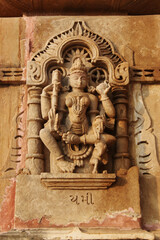 Fototapeta na wymiar Sculpture of lord yam, Shamlaji temple dedicated to Vishnu or Krishna. Aravali, Gujarat, India.