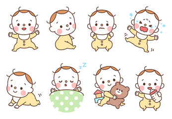 いろんなポーズの赤ちゃん