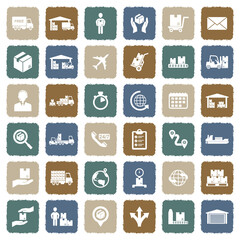 Shipping And Delivery Icons. Grunge Color Flat Design. Vector Illustration.