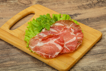 Smoked pork neck slices snack