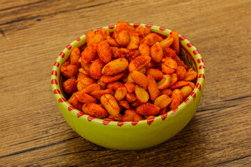 Chili peanut snack in the bowl